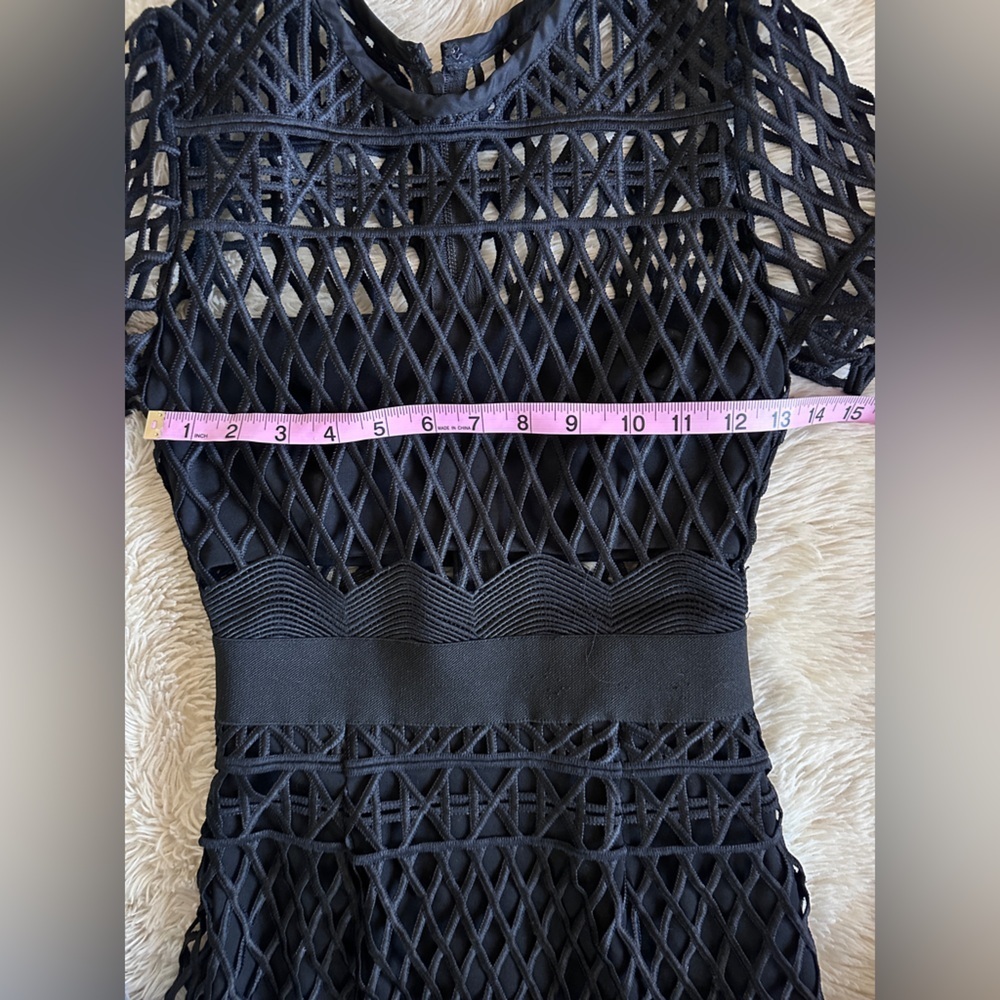 Self Portrait Black Cut Out Lace Layered Midi Dress Size 0 - Picture 8 of 16